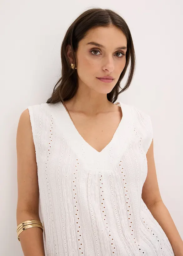 Top con ricami traforati, bonprix