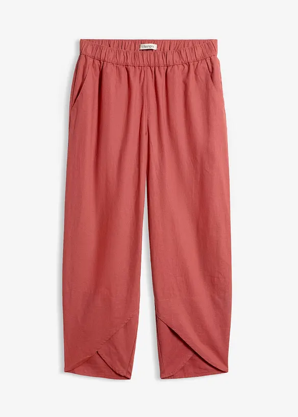 Pantaloni cropped in misto lino leggero, bonprix