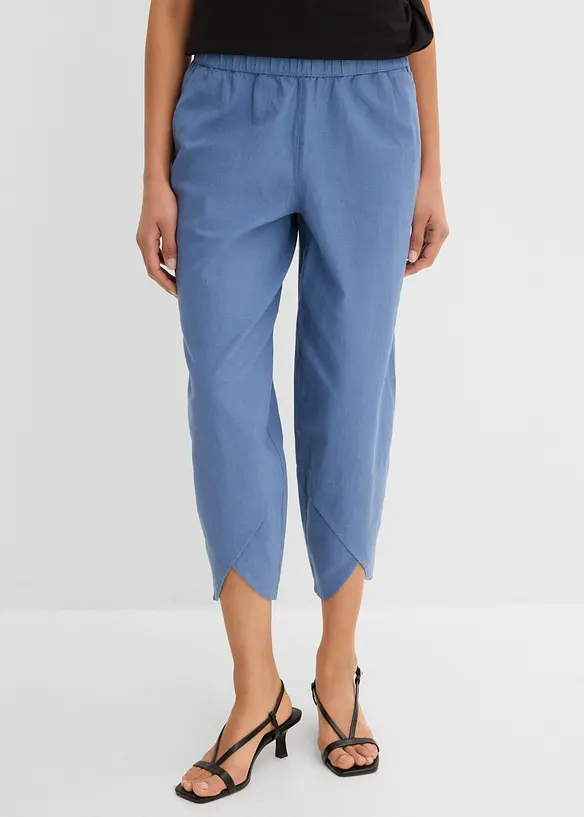 Pantaloni cropped in misto lino leggero, bonprix