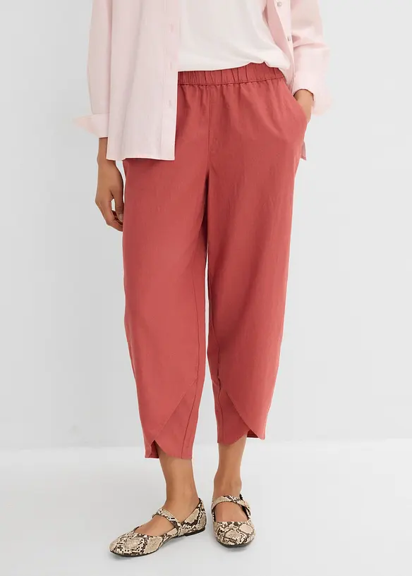 Pantaloni cropped in misto lino leggero, bonprix