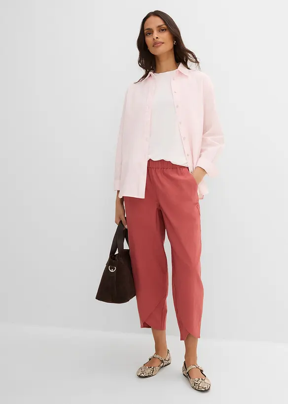 Pantaloni cropped in misto lino leggero, bonprix