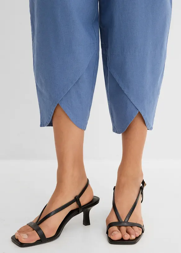 Pantaloni cropped in misto lino leggero, bonprix