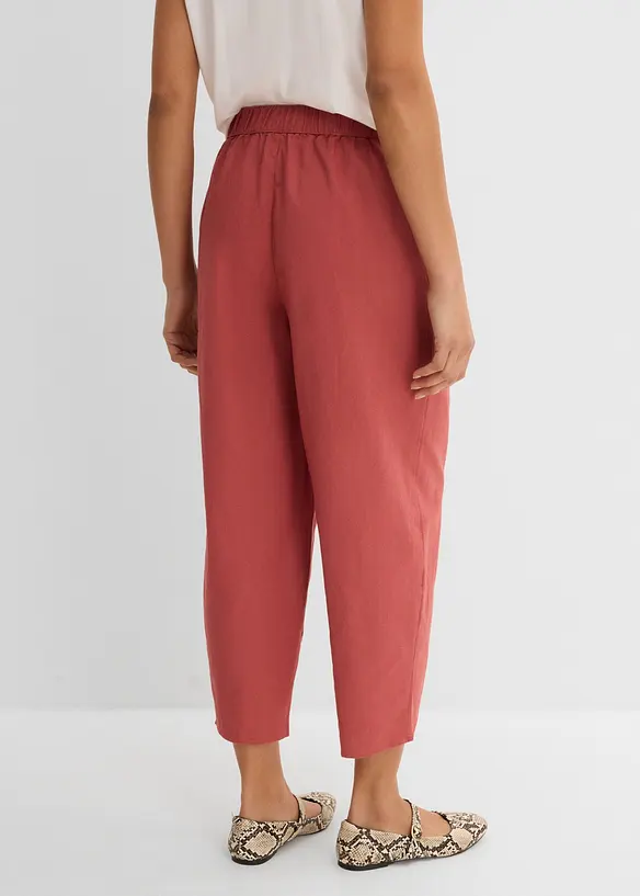 Pantaloni cropped in misto lino leggero, bonprix