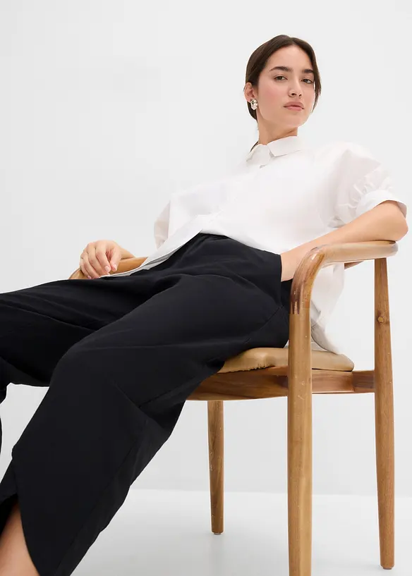 Pantaloni cropped in misto lino leggero, bonprix