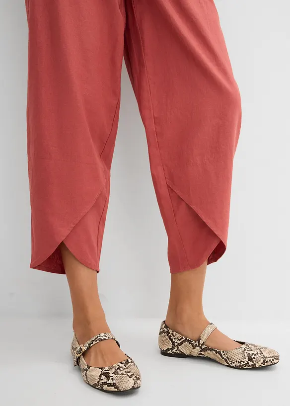 Pantaloni cropped in misto lino leggero, bonprix