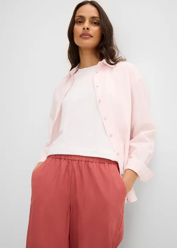 Pantaloni cropped in misto lino leggero, bonprix