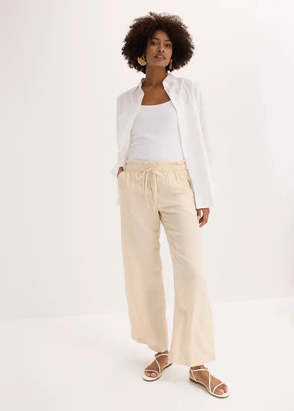 Pantaloni a palazzo in fresco misto lino, bonprix