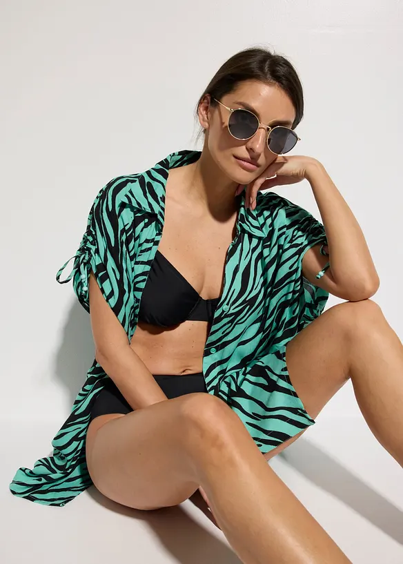 Camicia da spiaggia in crinkle operato, bonprix
