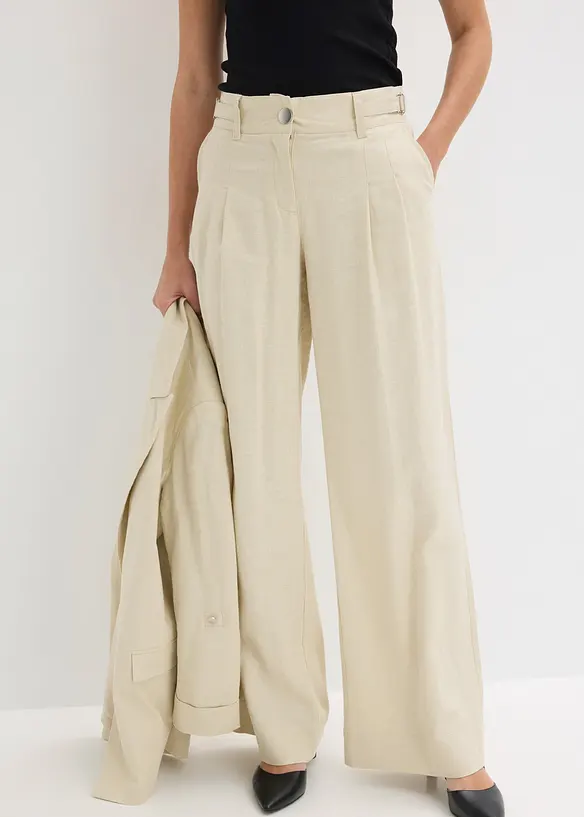 Pantaloni a palazzo in misto lino leggero, bonprix
