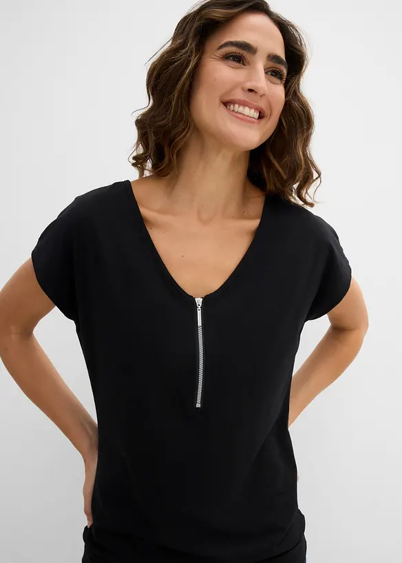 T-shirt con cerniera, bonprix