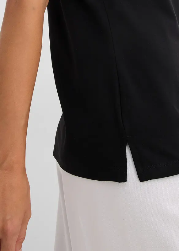 Maglia con colletto polo aperto, bonprix