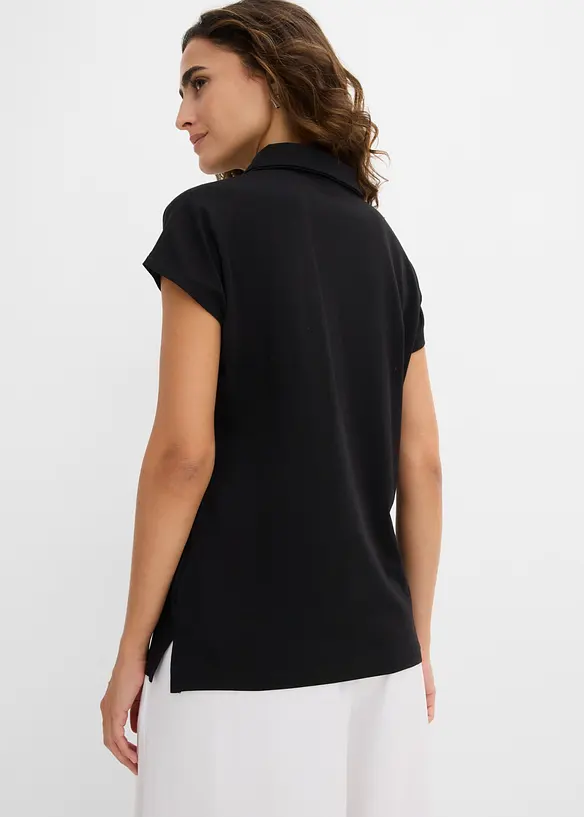 Maglia con colletto polo aperto, bonprix