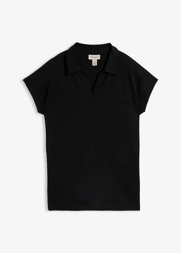 Maglia con colletto polo aperto, bonprix