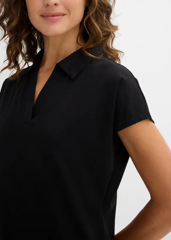 Maglia con colletto polo aperto, bonprix