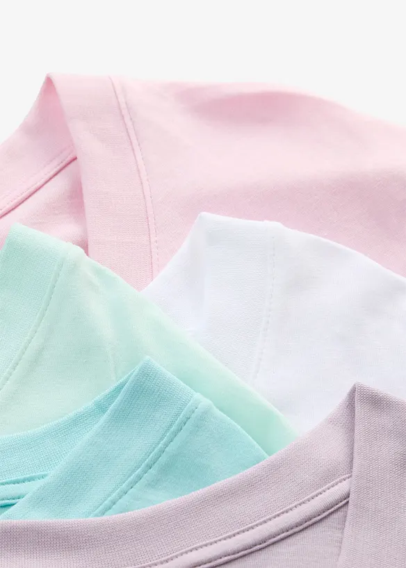Maglia lunga e larga con scollo a V e maniche corte (pacco da 5), bonprix