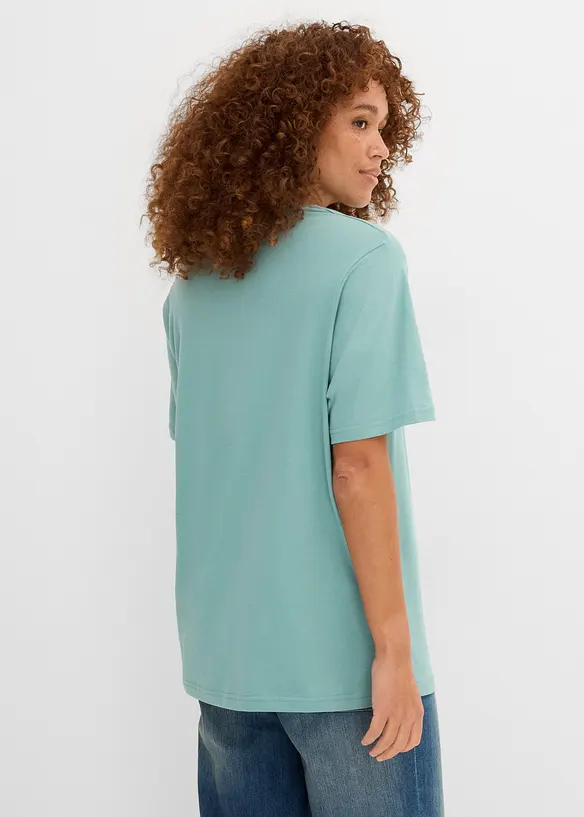 Maglia lunga e larga con scollo a V e maniche corte (pacco da 5), bonprix