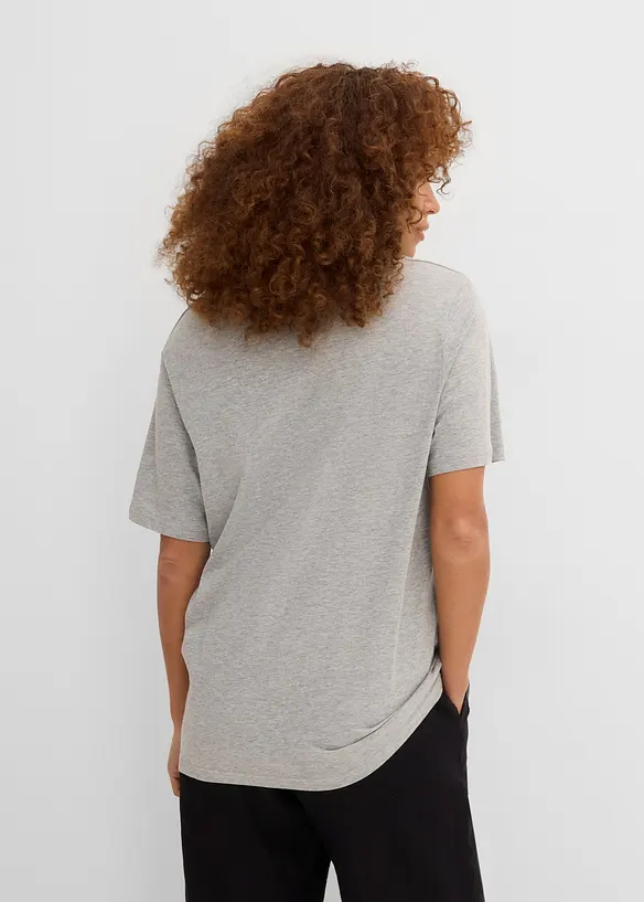 Maglia lunga e larga con scollo a V e maniche corte (pacco da 5), bonprix