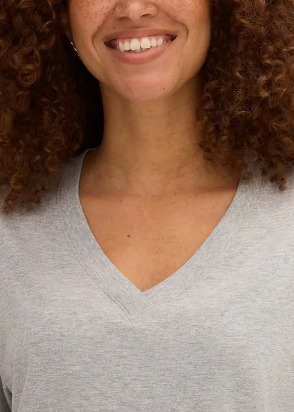 Maglia lunga e larga con scollo a V e maniche corte (pacco da 5), bonprix