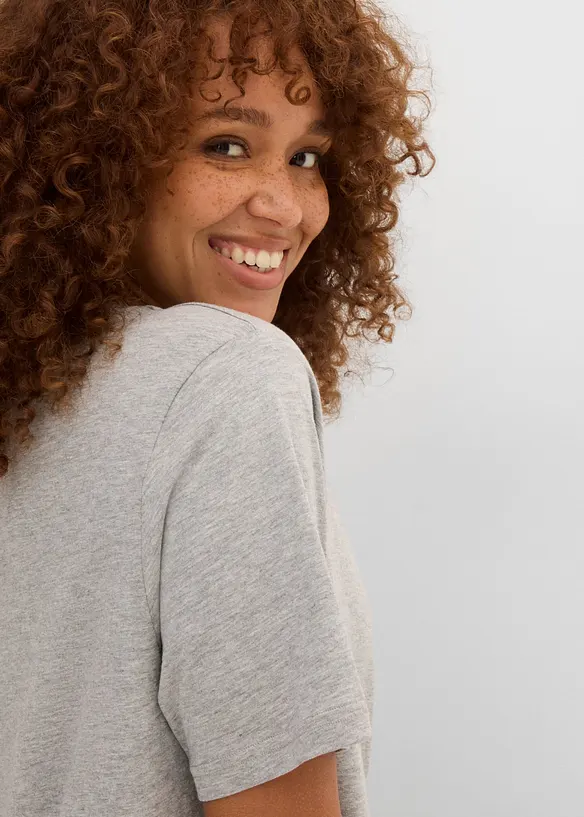 Maglia lunga e larga con scollo a V e maniche corte (pacco da 5), bonprix