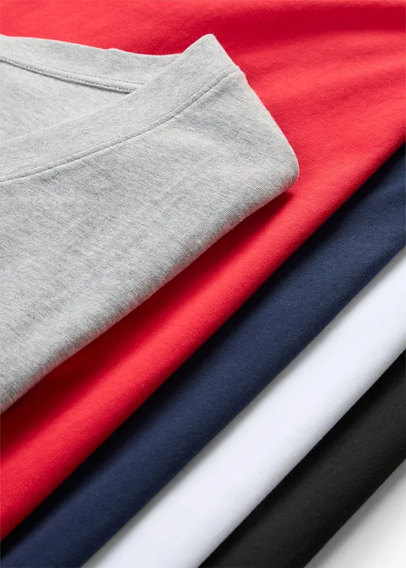 Maglia lunga e larga con scollo a V e maniche corte (pacco da 5), bonprix