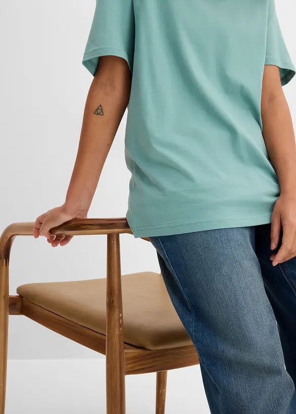 Maglia lunga e larga con scollo a V e maniche corte (pacco da 5), bonprix