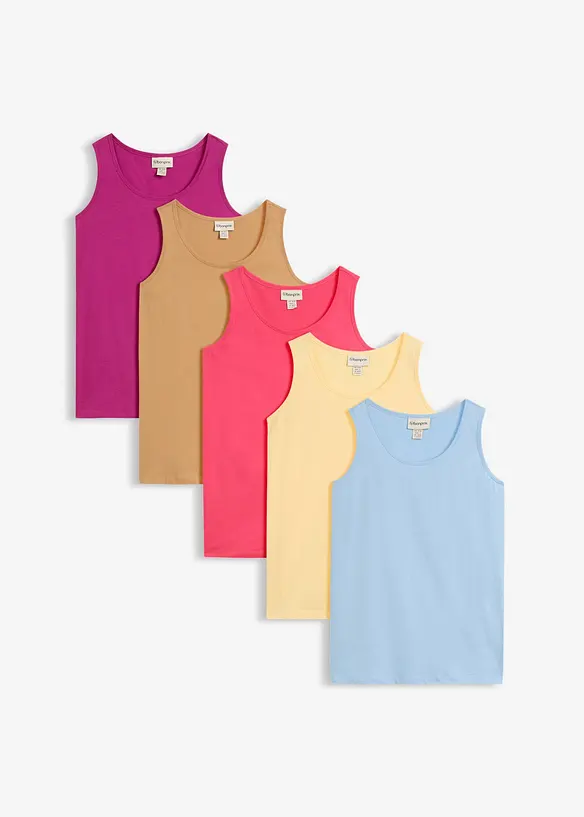 Top lungo in puro cotone (pacco da 5), bonprix