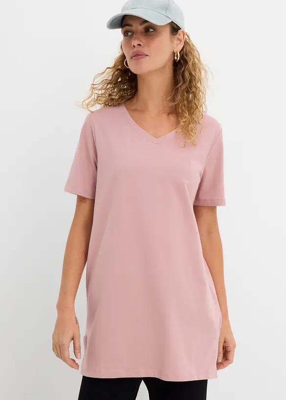 T-shirt lunga con scollo a V (pacco da 2), bonprix