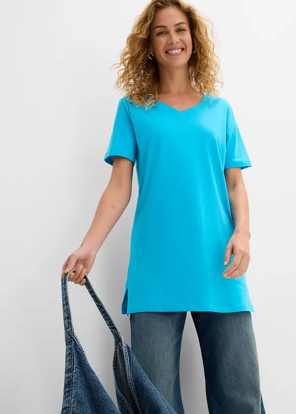 T-shirt lunga con scollo a V (pacco da 2), bonprix