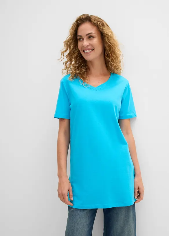 T-shirt lunga con scollo a V (pacco da 2), bonprix