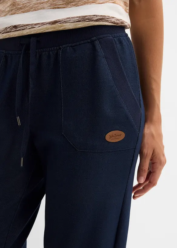 Pantaloni tuta cropped con effetto jeans, bonprix