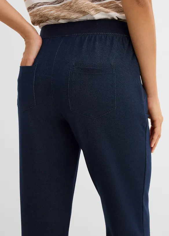 Pantaloni tuta cropped con effetto jeans, bonprix