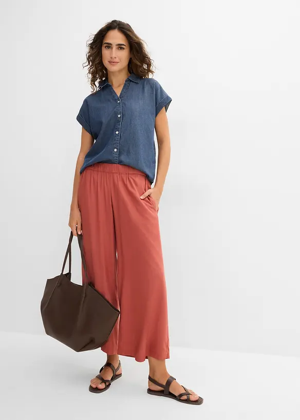 Pantaloni culotte larghi in viscosa fluente, bonprix