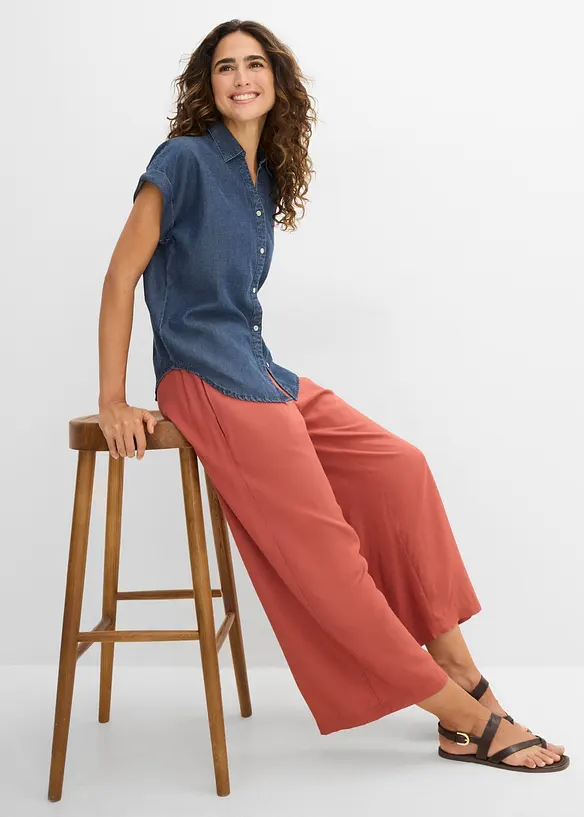 Pantaloni culotte larghi in viscosa fluente, bonprix