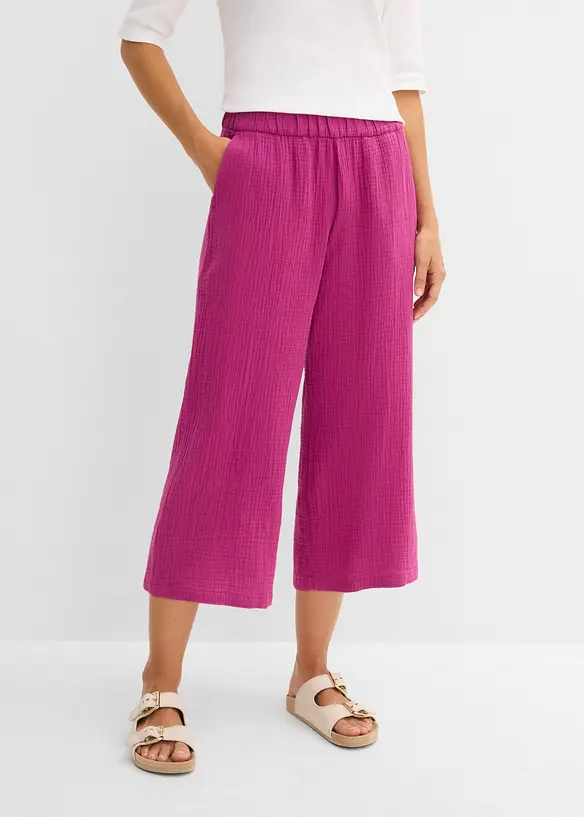 Pantaloni larghi in mussola di cotone, bonprix