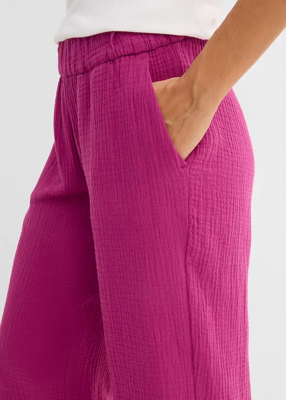 Pantaloni larghi in mussola di cotone, bonprix
