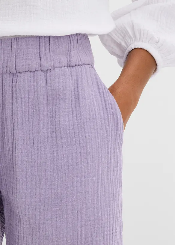 Pantaloni larghi in mussola di cotone, bonprix