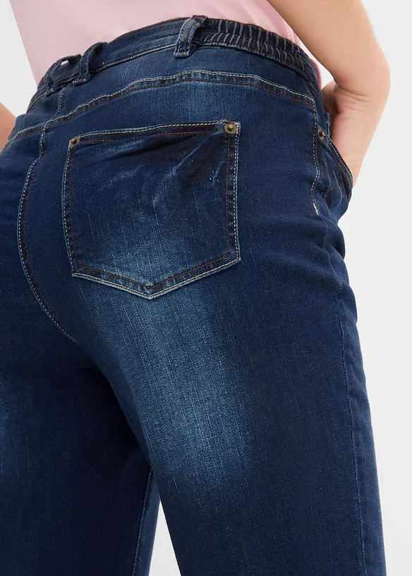 Bermuda in jeans con vita media parzialmente elasticizzata, bonprix