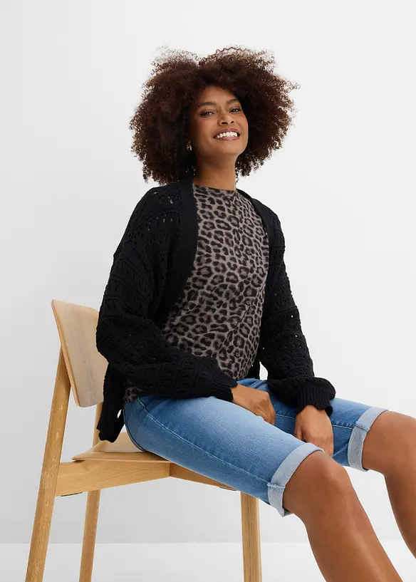 Bermuda in jeans con vita media parzialmente elasticizzata, bonprix