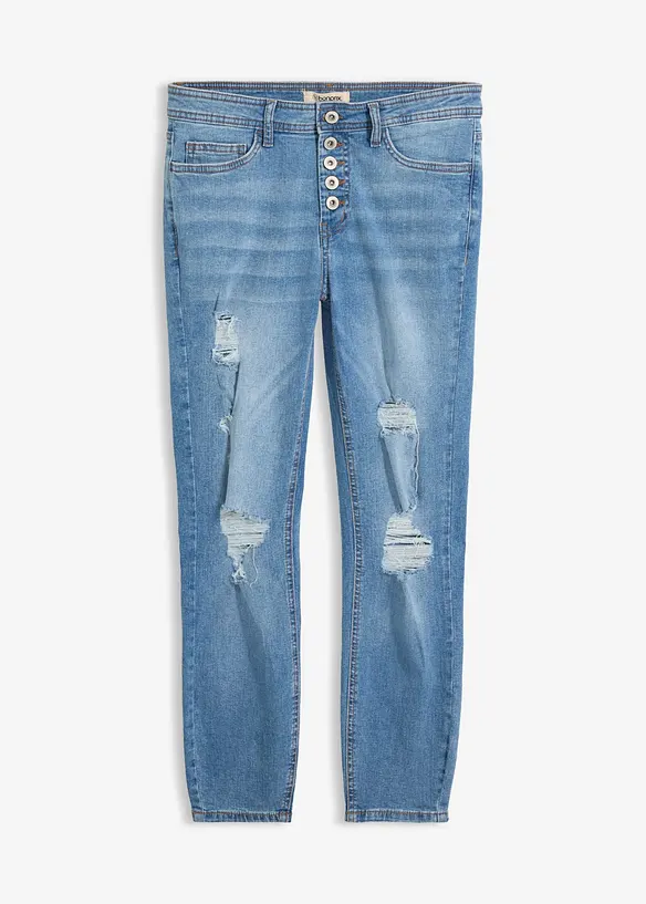Jeans cropped strappati skinny, bonprix