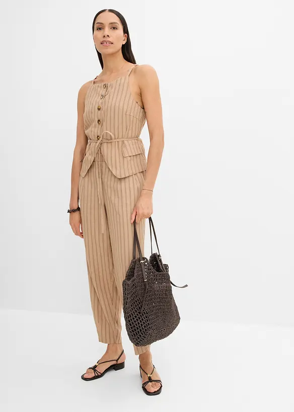 Pantaloni con elastico in vita in misto lino fresco, bonprix