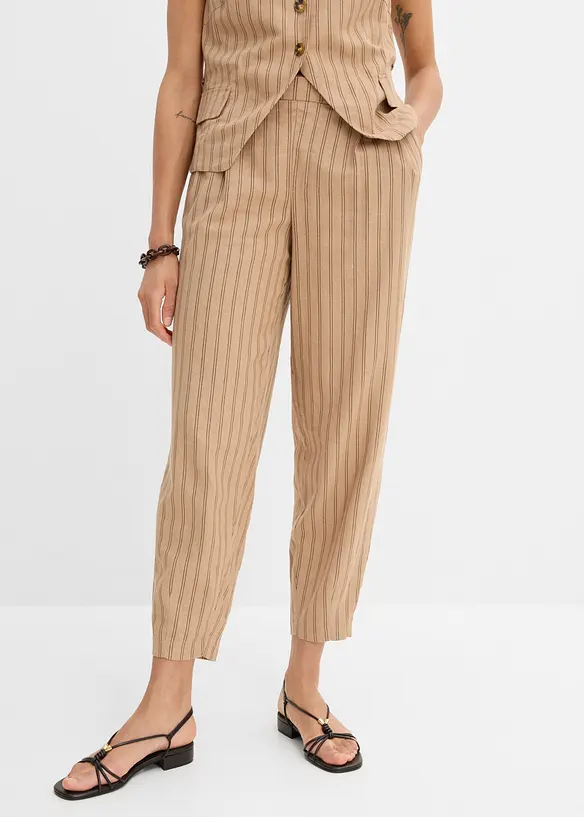 Pantaloni con elastico in vita in misto lino fresco, bonprix