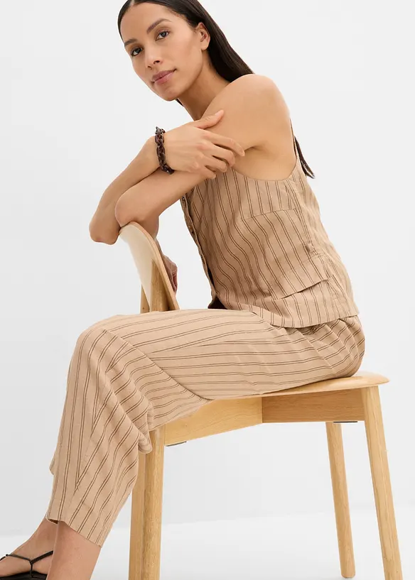 Pantaloni con elastico in vita in misto lino fresco, bonprix