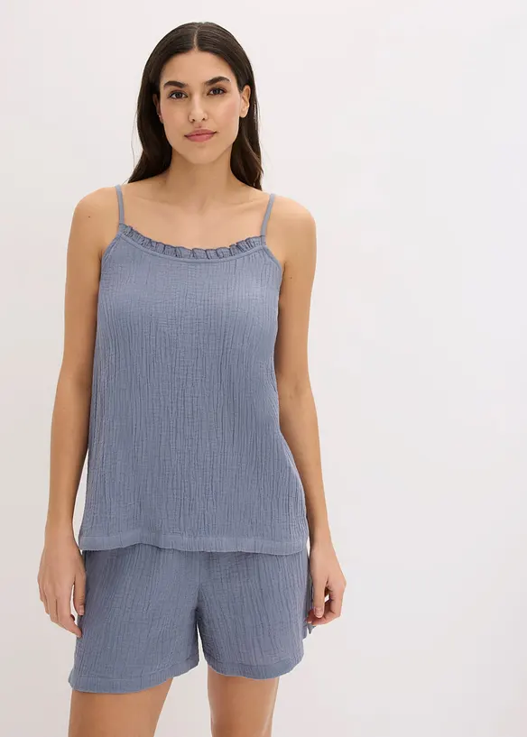 Pigiama estivo in morbida mussola con spalline sottili, bonprix