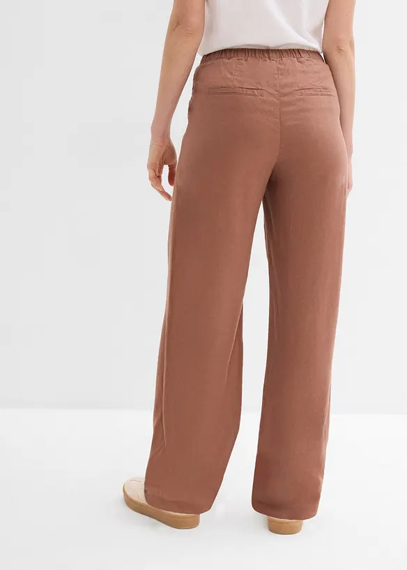 Pantaloni a palazzo lunghi  in misto lino, bonprix