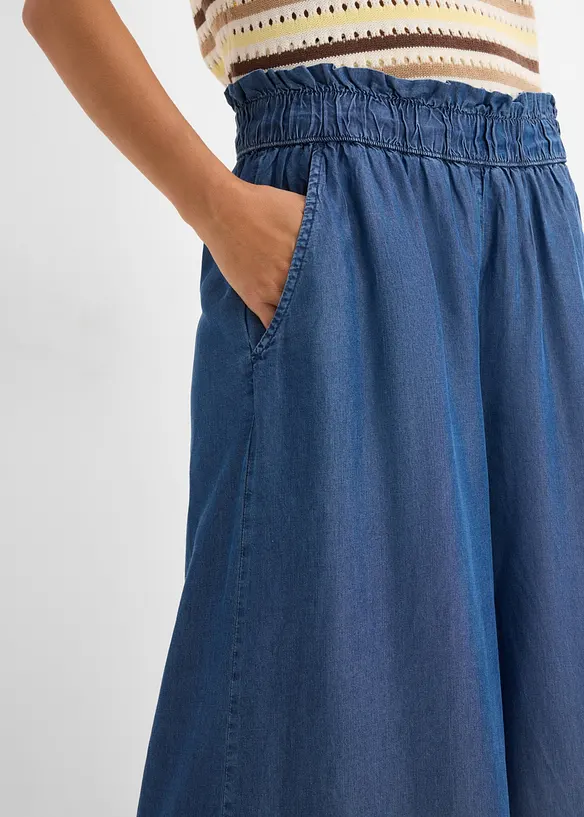 Pantaloni a palazzo cropped e fluenti con spacchi laterali, bonprix