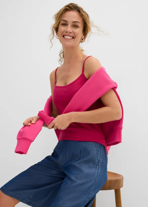 Top con spalline sottili in puro cotone (pacco da 3), bonprix