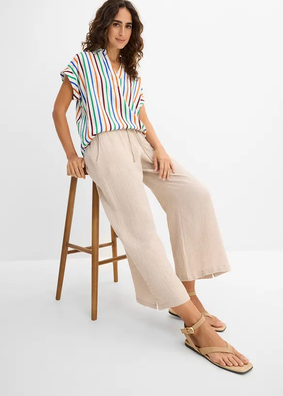 Pantaloni a palazzo in mussola leggera, bonprix