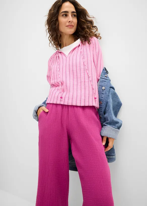 Pantaloni larghi in mussola di cotone, bonprix