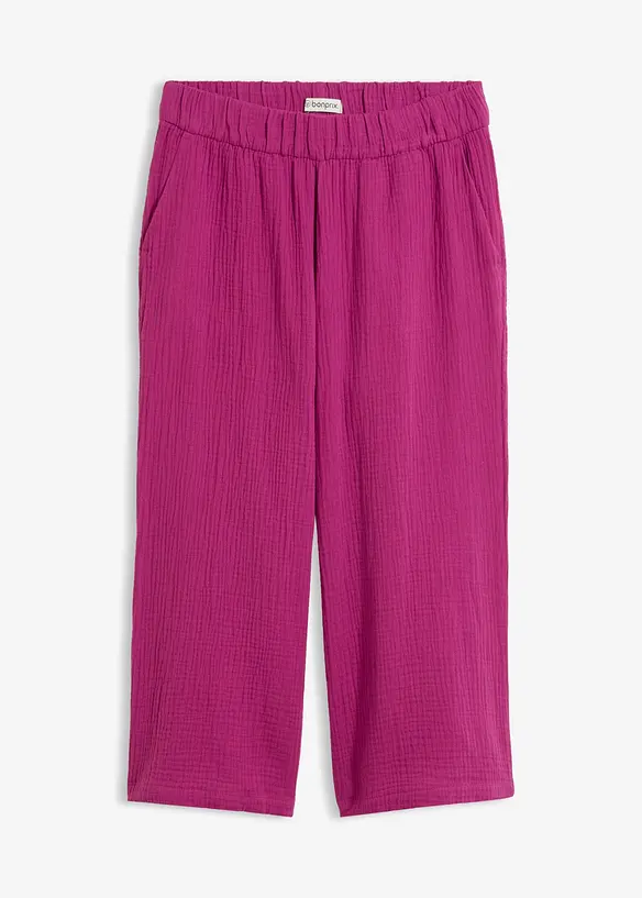 Pantaloni larghi in mussola di cotone, bonprix