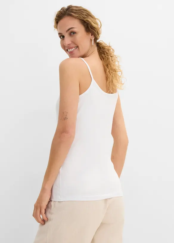 Top con spalline sottili in puro cotone biologico (pacco da 2), bonprix